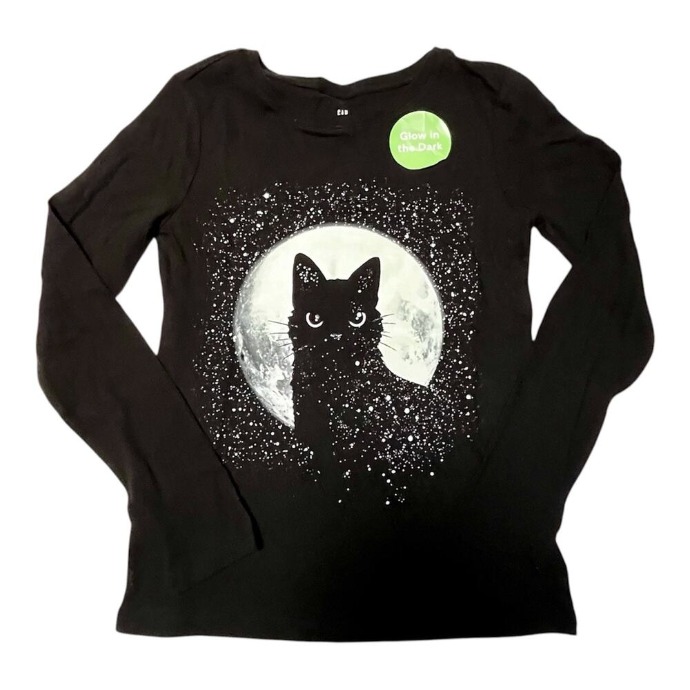 NWT Gap Glow in the Dark Black Cat Tee Size 10